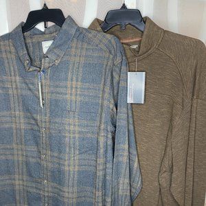 NWT ROWM men's brown long sleeve shirt XXL lot 100% cotton 2XT Tall